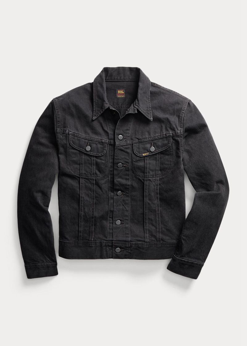 Chaqueta RRL Hombre Worn-In Black Denim Trucker Chile Negras RSGIK-1672